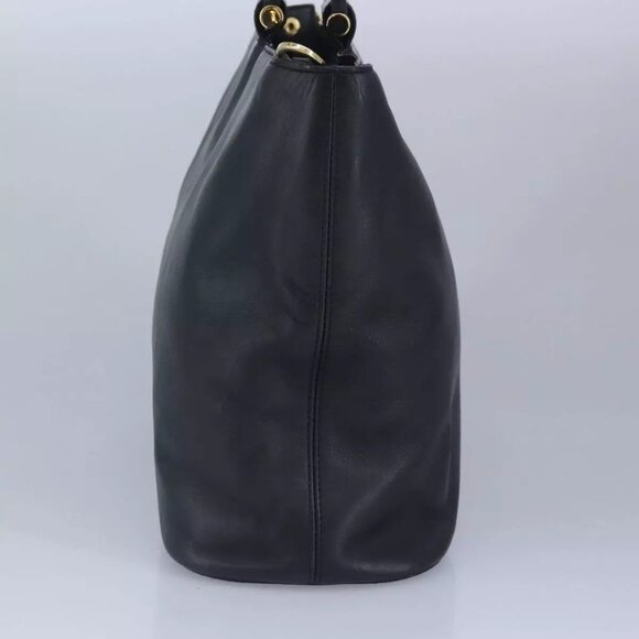 CELINE Hand Bag Leather 2way Black Gold Auth - Picture 13 of 15